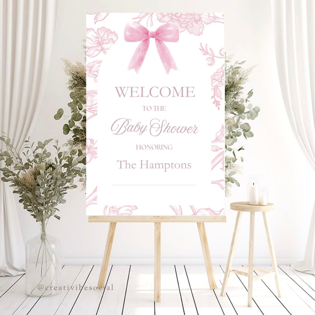 Beautiful Blush Pink with Ribbon Welcome Sign for Baby Shower